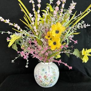 Vintage Ansley Round Bone China Vase, wild Tudor Pattern